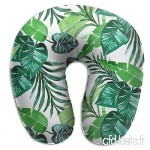 Travel Pillow Tropical greenswhite Memory Foam U Neck Pillow for Lightweight Support in Airplane Car Train Bus - B07V739MGJ